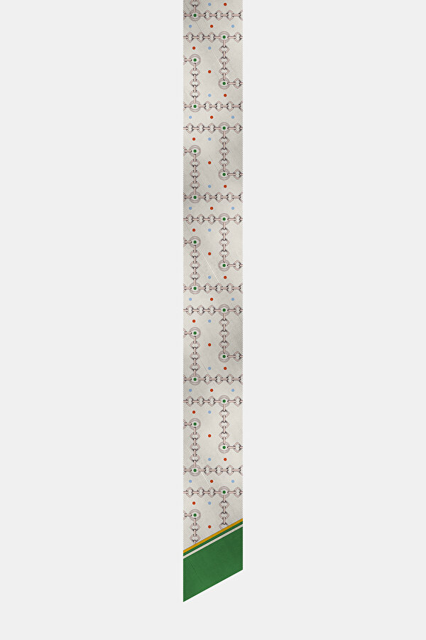 GREEN GEOMETRIC DESIGN TWILL FOULARD 2