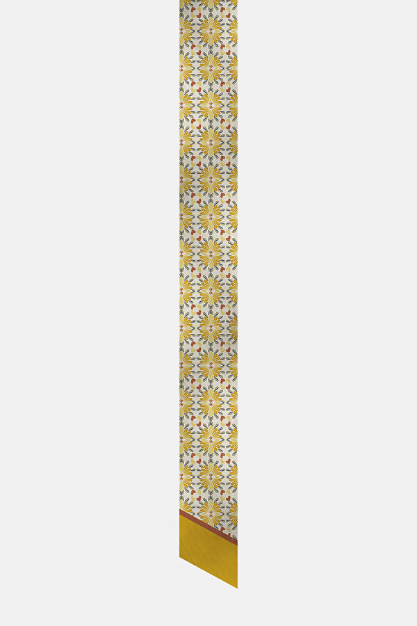 SARI ÇİÇEK DESENLİ TWILL FULAR