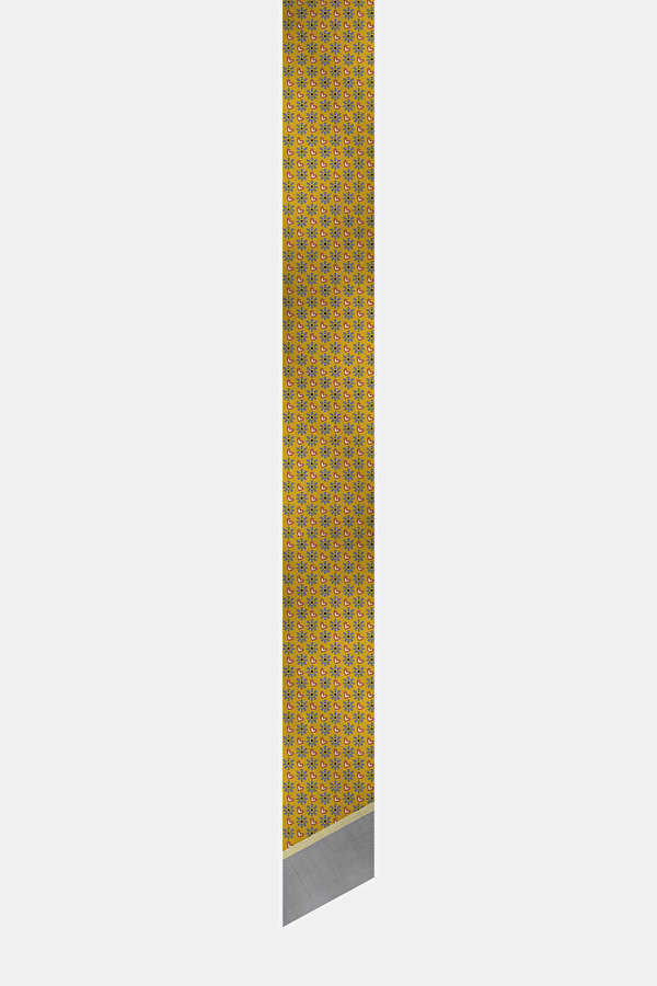 SARI ÇİÇEK DESENLİ TWILL FULAR 2