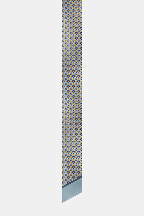 GÜMÜŞ ÇİÇEK DESENLİ TWILL FULAR 2