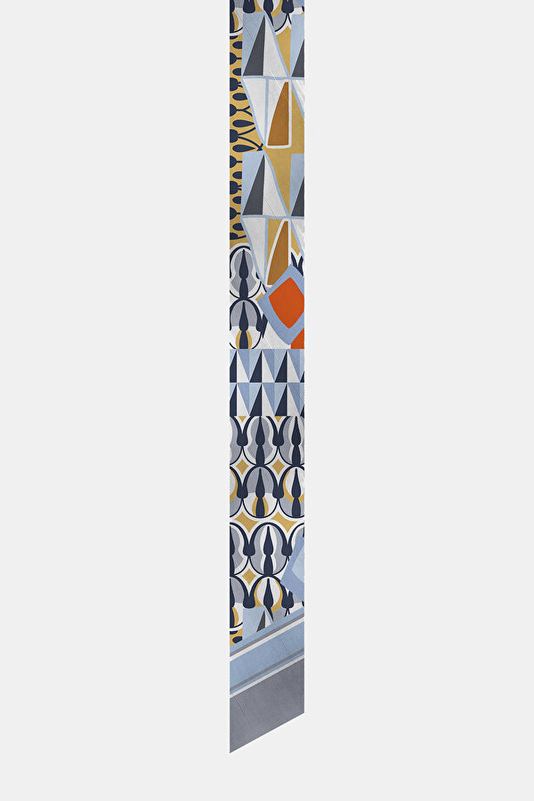 AÇIK MAVİ GEOMETRİK DESENLİ TWILL FULAR 2
