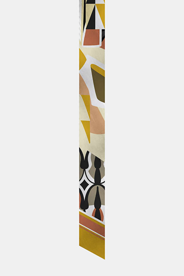 SARI GEOMETRİK DESENLİ TWILL FULAR