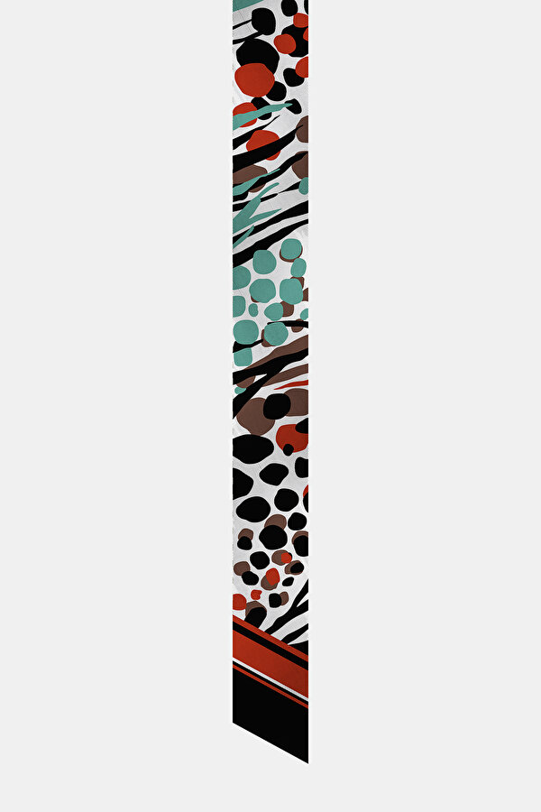 BLACK GEOMETRIC DESIGN TWILL FOULARD