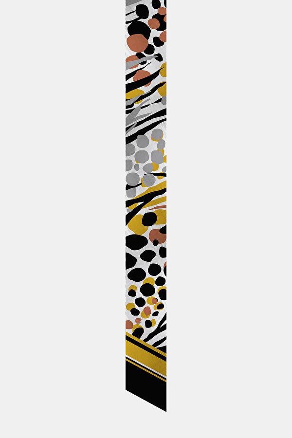 YELLOW GEOMETRIC DESIGN TWILL FOULARD