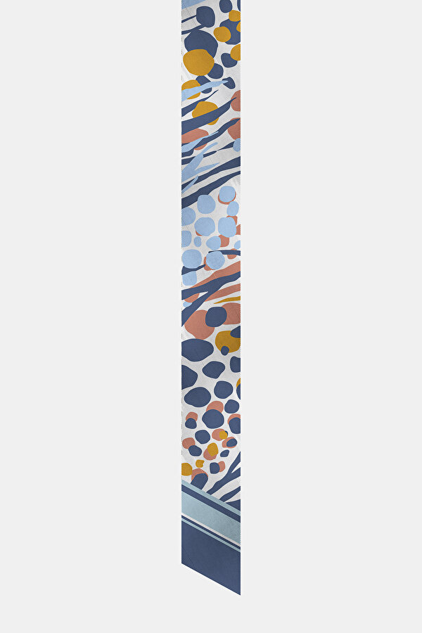 SILVER GEOMETRIC DESIGN TWILL FOULARD