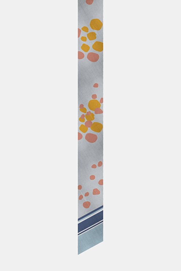 SILVER GEOMETRIC DESIGN TWILL FOULARD 2