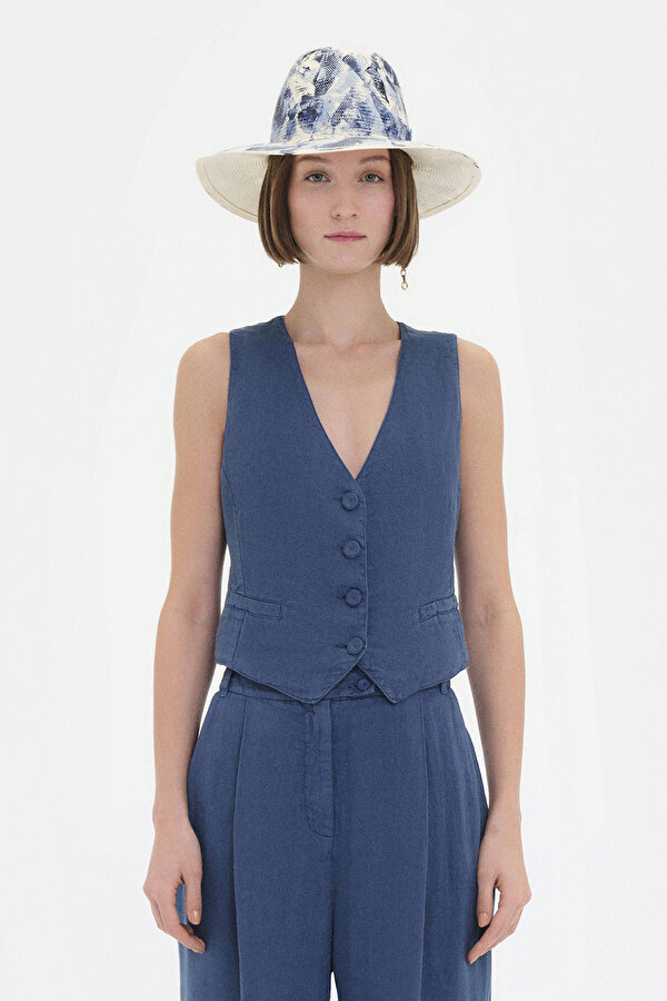 DARK BLUE V NECK VEST