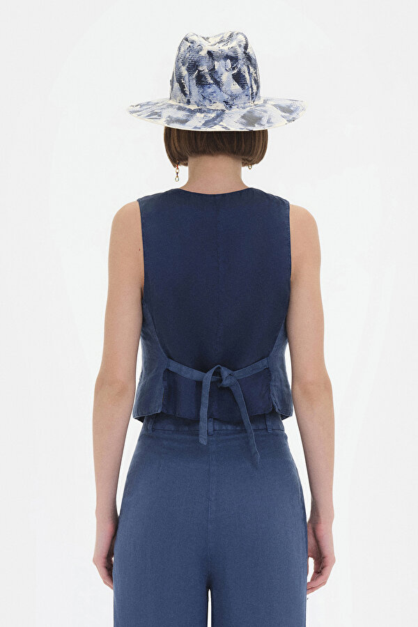 DARK BLUE V NECK VEST 2