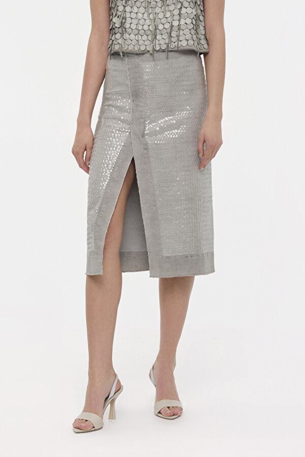 GREY MİDİ SKIRT 2