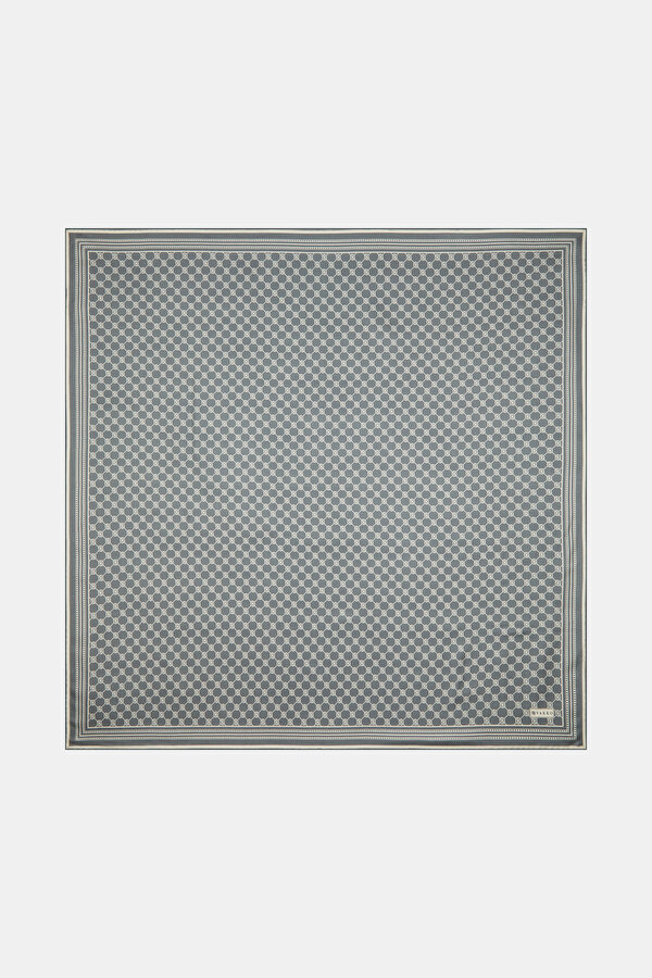 GREY MONOGRAM TWILL SCARF