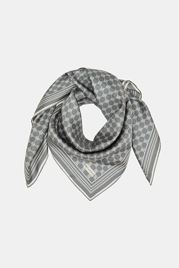 GREY MONOGRAM TWILL SCARF 2