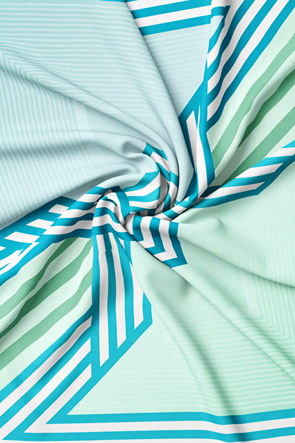 MİNT GEOMETRİK DESENLİ TWILL EŞARP 2
