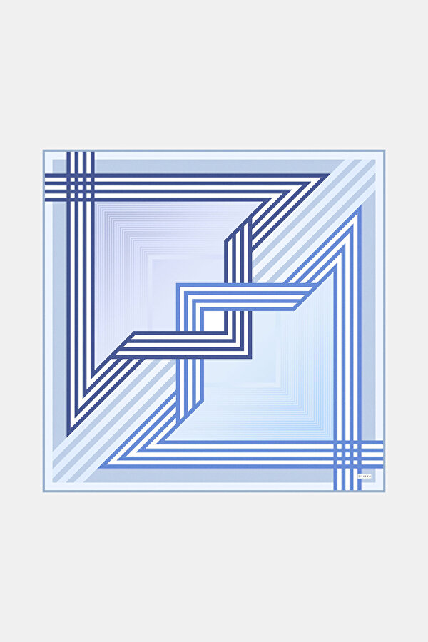 LIGHT BLUE GEOMETRIC DESIGN TWILL SCARF