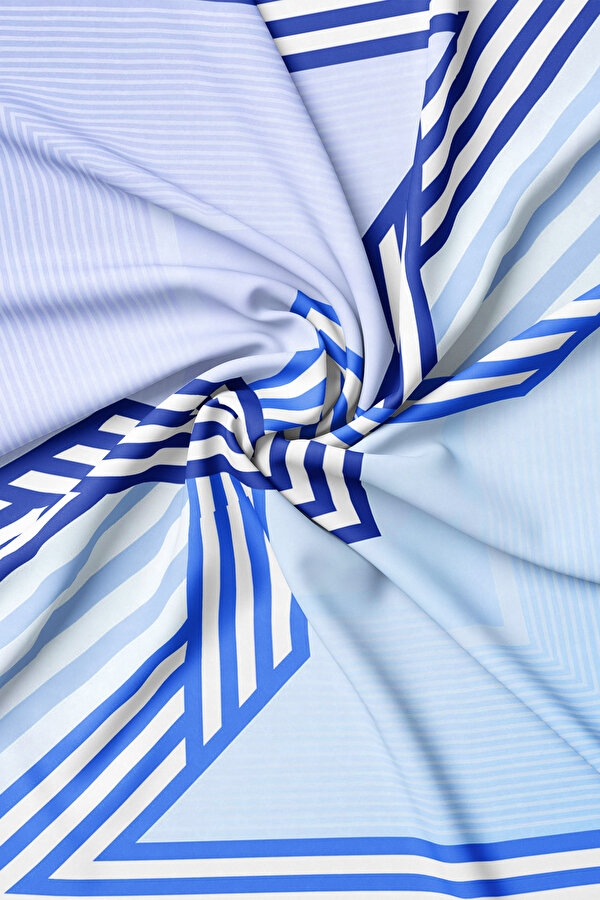 LIGHT BLUE GEOMETRIC DESIGN TWILL SCARF 2