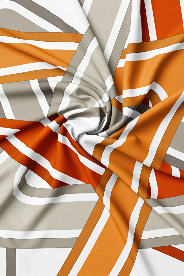 VİZON GEOMETRİK DESENLİ TWILL EŞARP 2