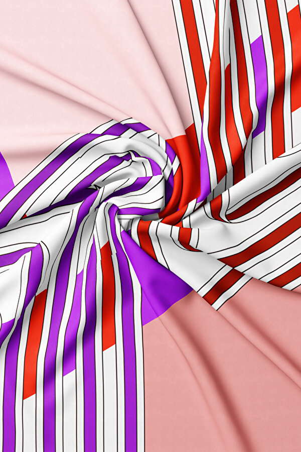 TURUNCU GEOMETRİK DESENLİ TWILL EŞARP 2