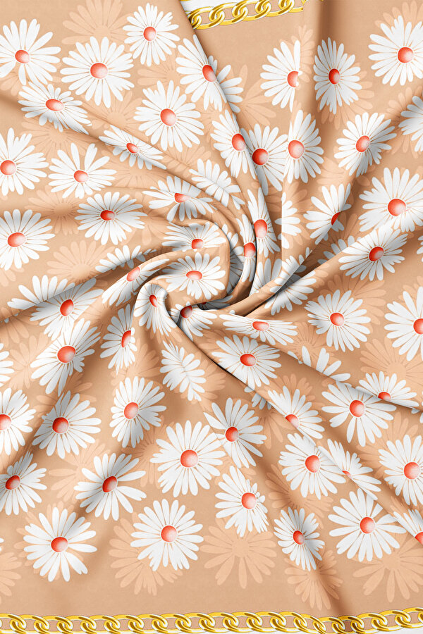 PUDRA ÇİÇEK DESENLİ TWILL EŞARP 2