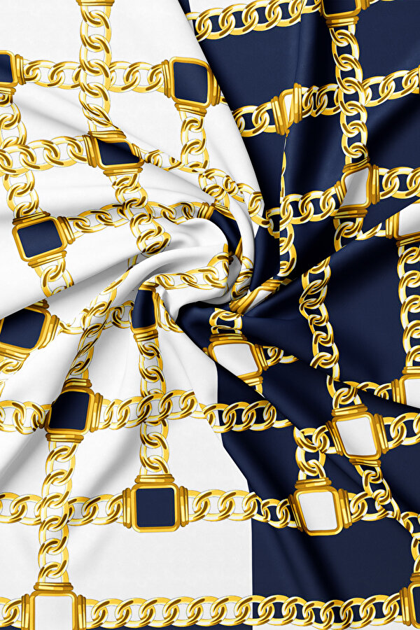 NAVY BLUE OBJECT DESIGN TWILL SCARF 2