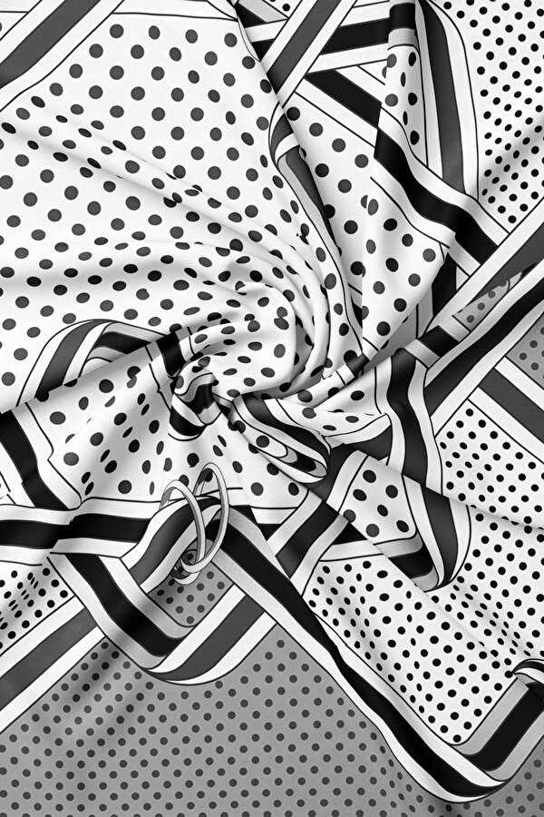 SİYAH GEOMETRİK DESENLİ TWILL EŞARP 2