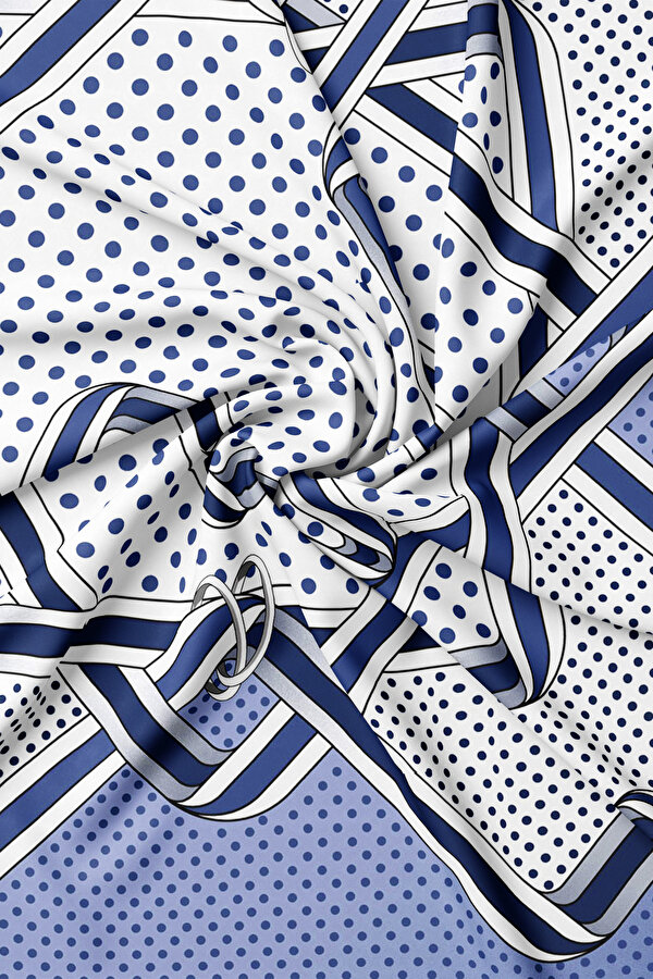 LACİVERT GEOMETRİK DESENLİ TWILL EŞARP 2
