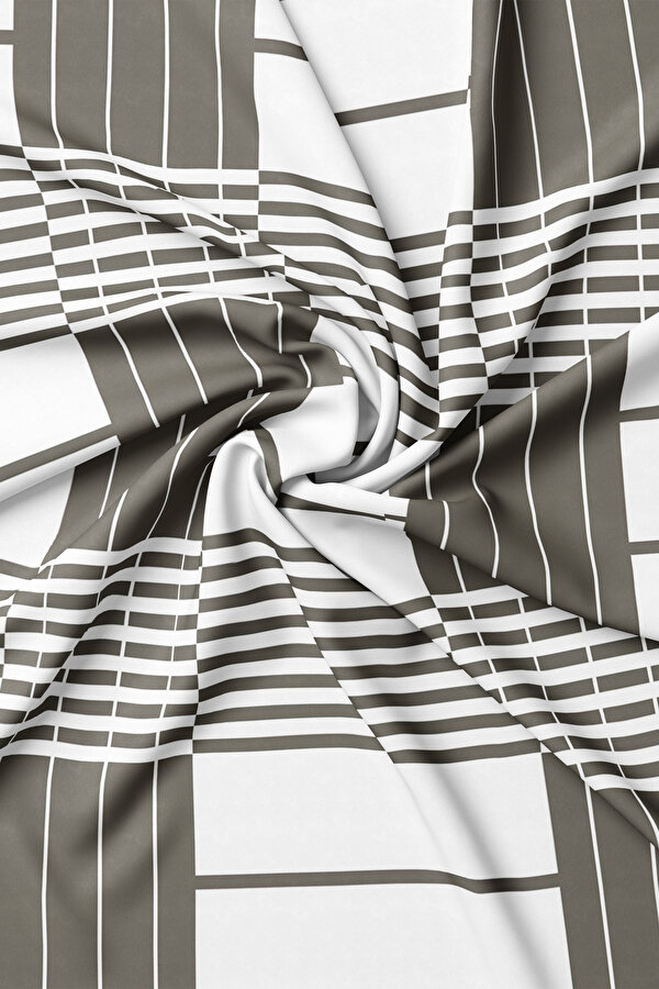 VİZON GEOMETRİK DESENLİ TWILL EŞARP 2