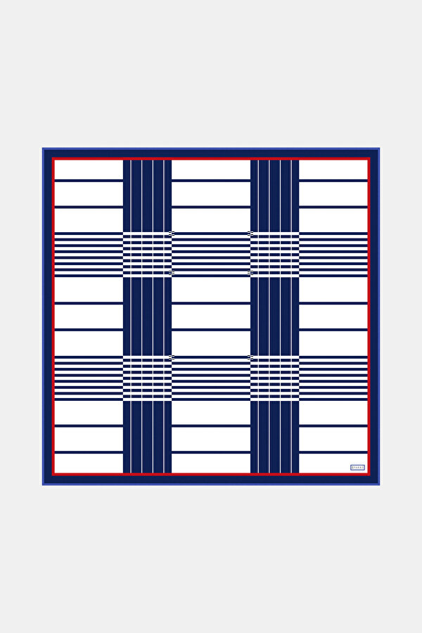 LACİVERT GEOMETRİK DESENLİ TWILL EŞARP
