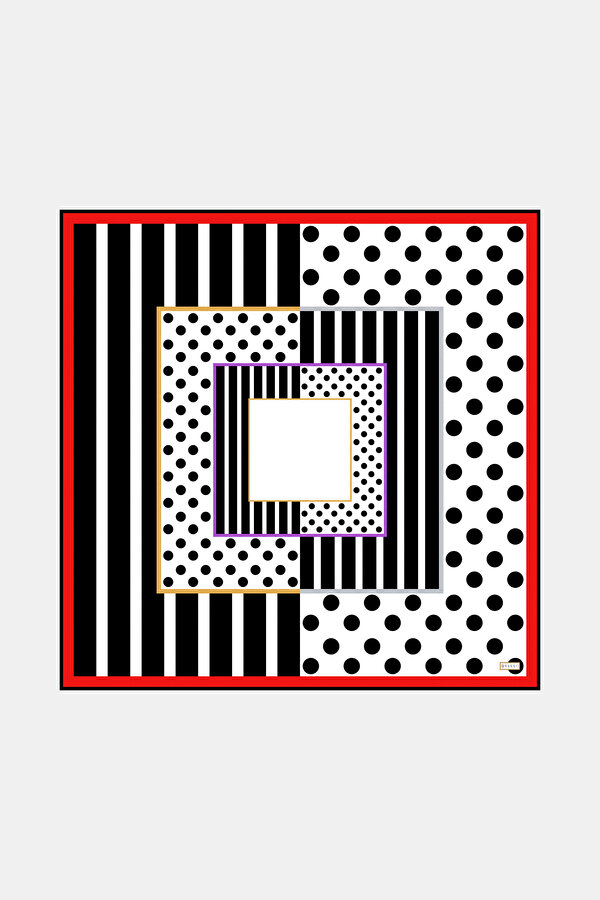 SİYAH GEOMETRİK DESENLİ TWILL EŞARP