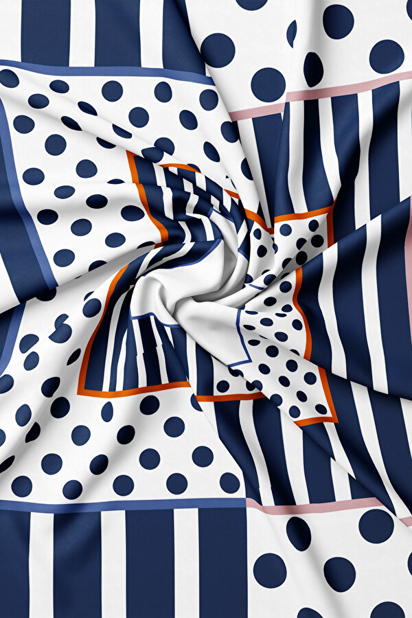 LACİVERT GEOMETRİK DESENLİ TWILL EŞARP 2