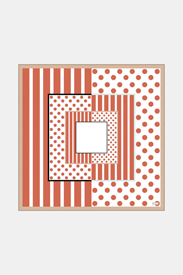 NAR ÇIÇEĞI GEOMETRİK DESENLİ TWILL EŞARP