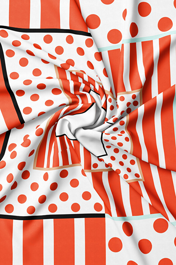 NAR ÇIÇEĞI GEOMETRİK DESENLİ TWILL EŞARP 2