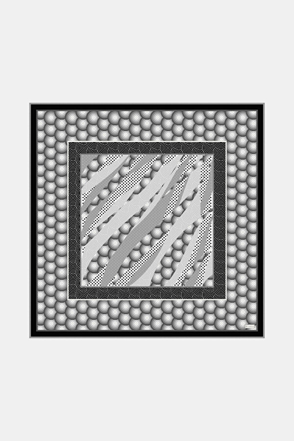 SİYAH GEOMETRİK DESENLİ TWILL EŞARP