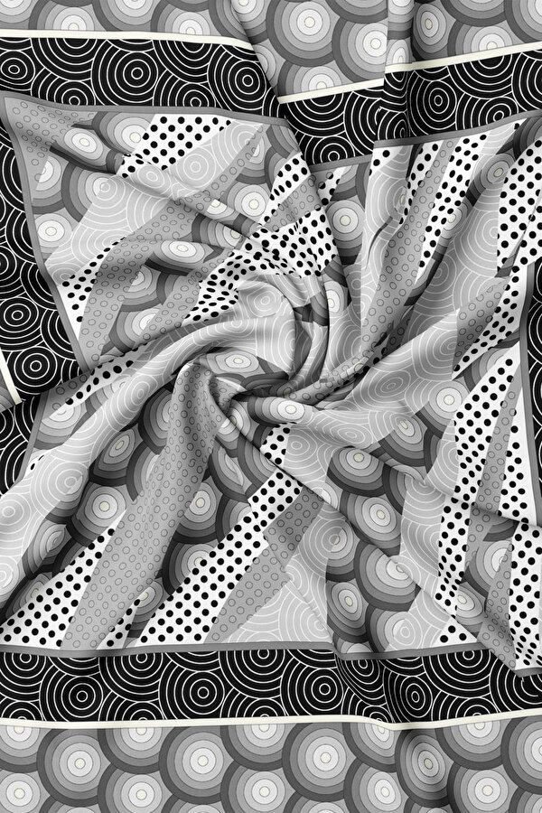 SİYAH GEOMETRİK DESENLİ TWILL EŞARP 2