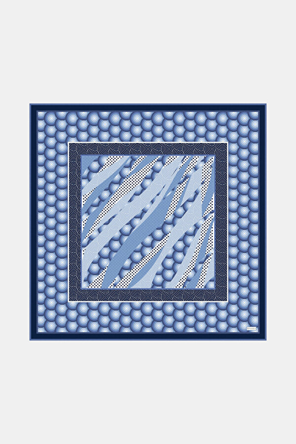 LACİVERT GEOMETRİK DESENLİ TWILL EŞARP