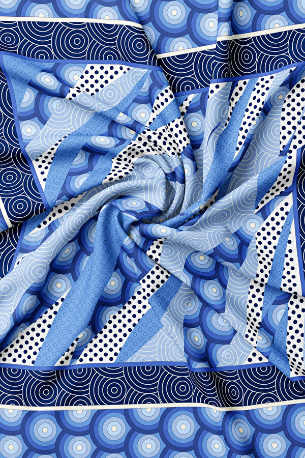 LACİVERT GEOMETRİK DESENLİ TWILL EŞARP 2