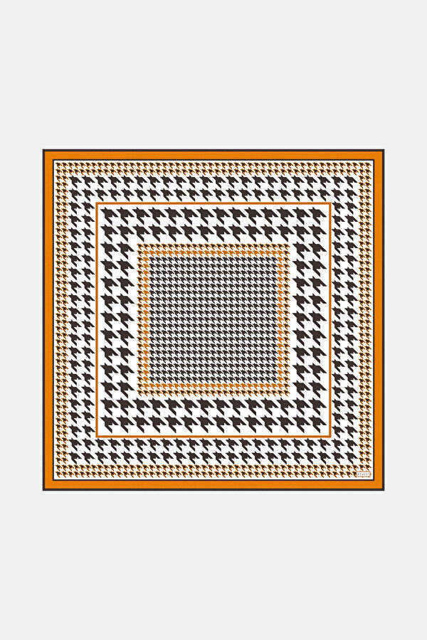 ORANGE PIED DE POULE TWILL SCARF