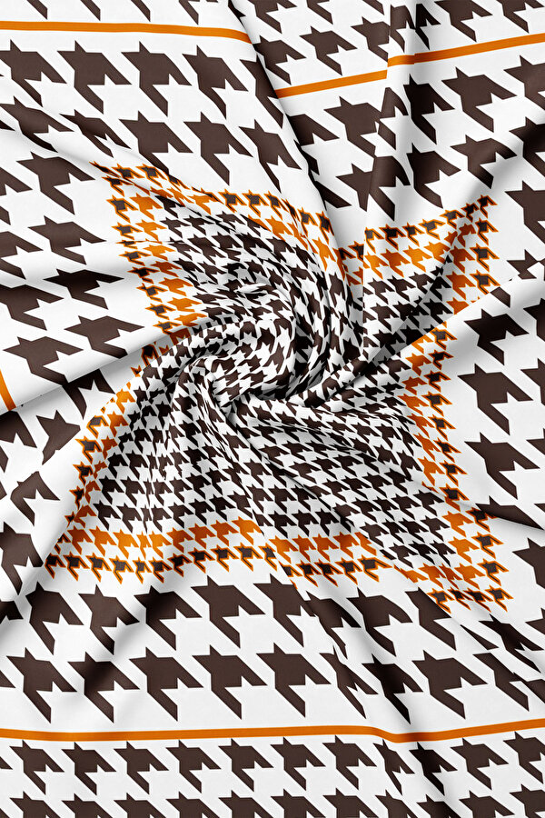 ORANGE PIED DE POULE TWILL SCARF 2
