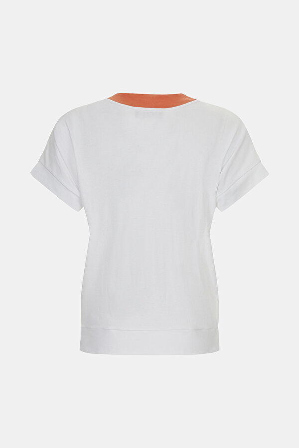 BEYAZ V YAKA KISA KOLLU T-SHIRT 7