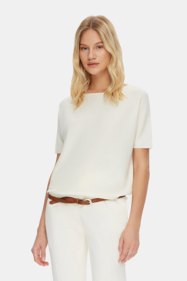 ECRU BOAT NECK JERSEY