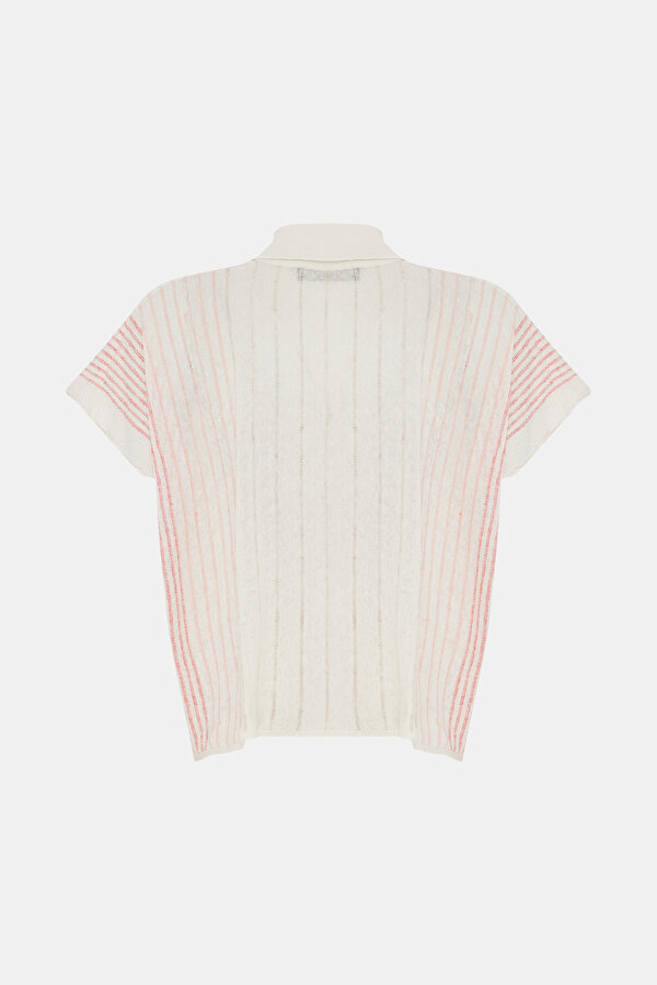 EKRU POLO YAKA KISA KOLLU T-SHIRT 6