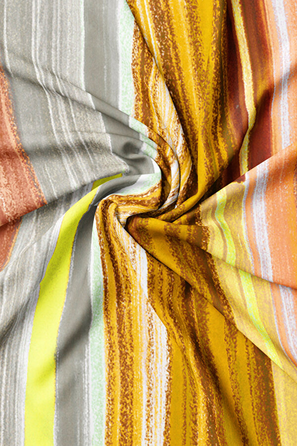 LIGHT YELLOW GEOMETRIC DESIGN ETAMIN VOILE SHAWL 2