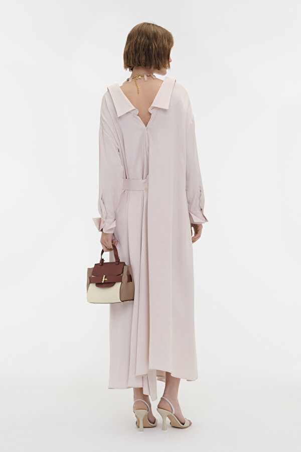 CREAM LONG SLEEVE ASYMMETRIC DRESS 2
