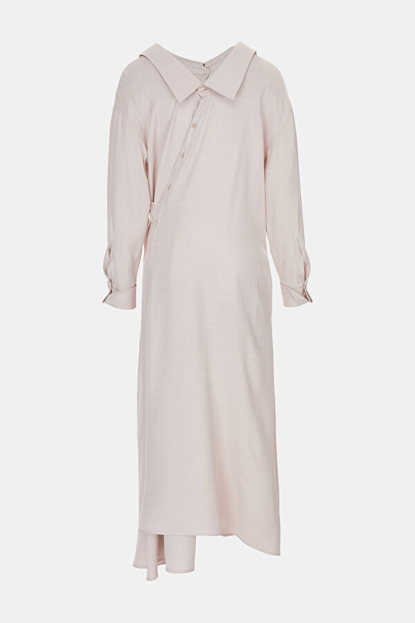 CREAM LONG SLEEVE ASYMMETRIC DRESS 6