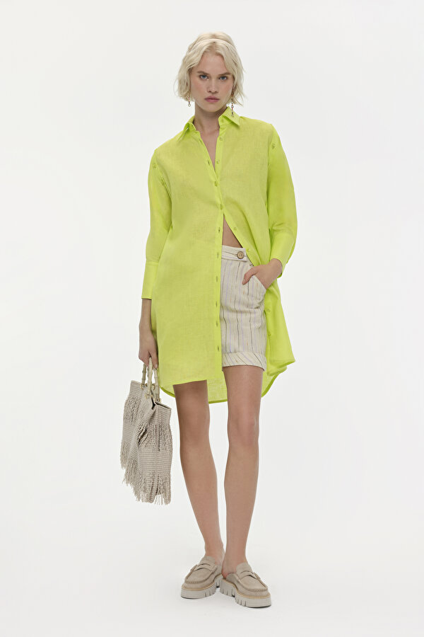 GREEN LONG SLEEVE ASYMMETRIC DRESS