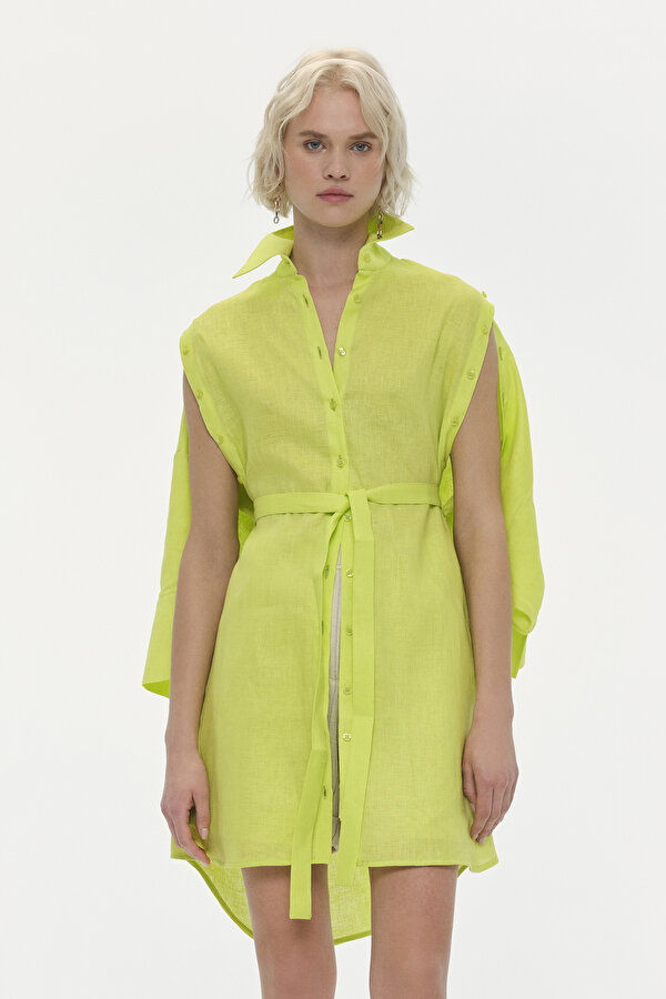 GREEN LONG SLEEVE ASYMMETRIC DRESS 2