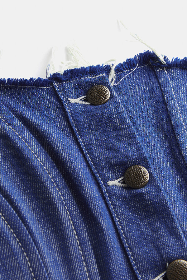 BLUE STRAPLESS SLEEVELESS BLOUSE 6