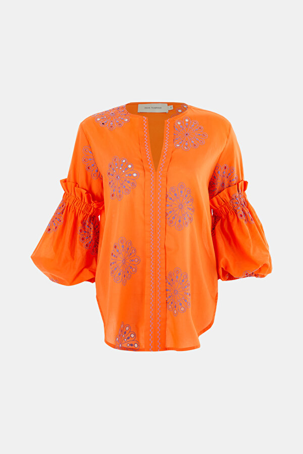 LILAC DESIGN FILLED LONG SLEEVE BLOUSE