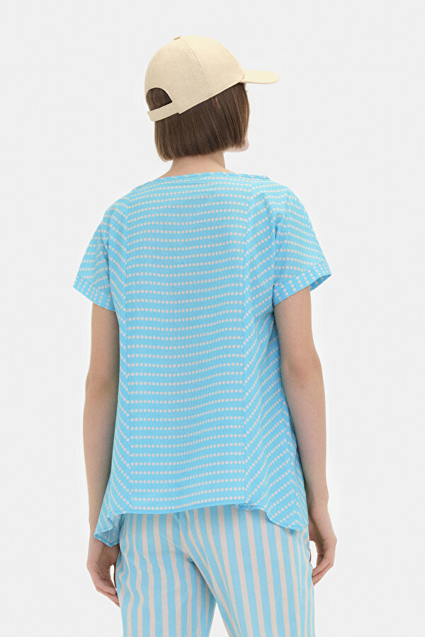 BEIGE BASIC / ROUND NECKLINE SHORT SLEEVE BLOUSE 2