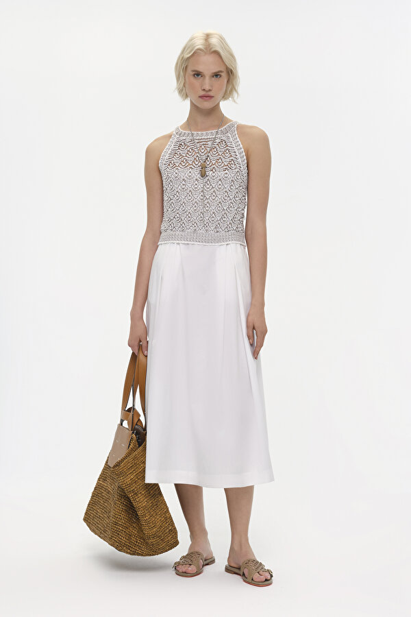 BRONZE SLEEVELESS MİDİ DRESS