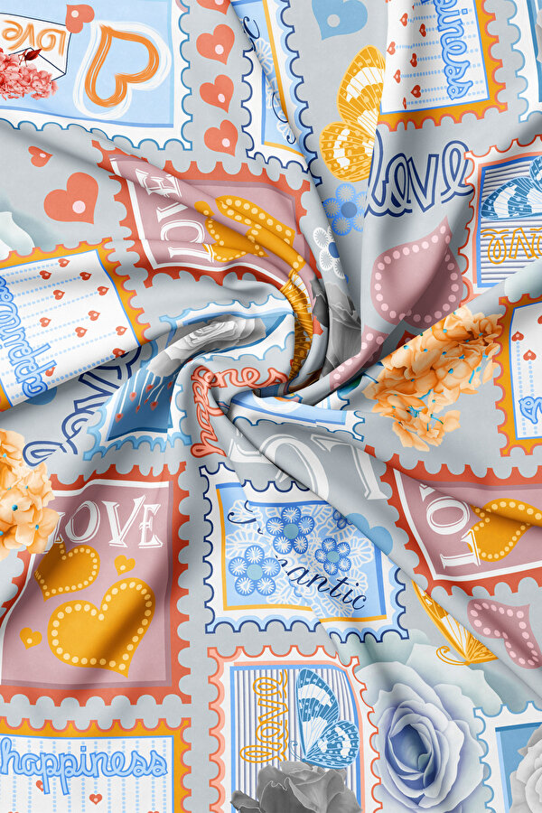 GÜMÜŞ OBJE DESENLI TWILL BANDANA 2
