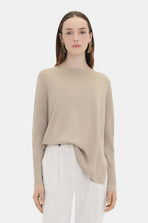 BEIGE BASIC / ROUND NECKLINE JERSEY